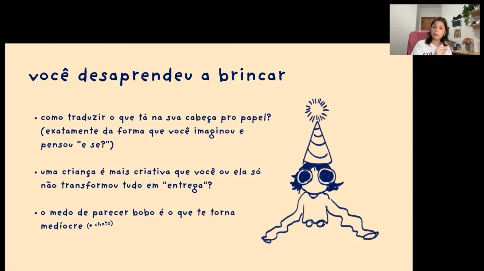 Print da aula Criatividade na Criação de Conteúdo, com a Camila